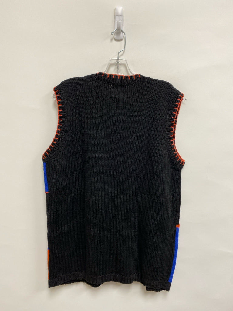 Size L Black/Blue Orange Halloween Button Down Ladies Sweater Vest