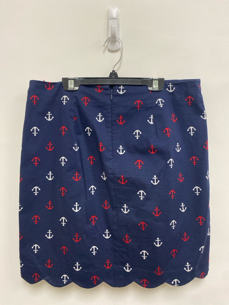 Talbots Size 10P Navy White/Red Anchors Petite Skirt
