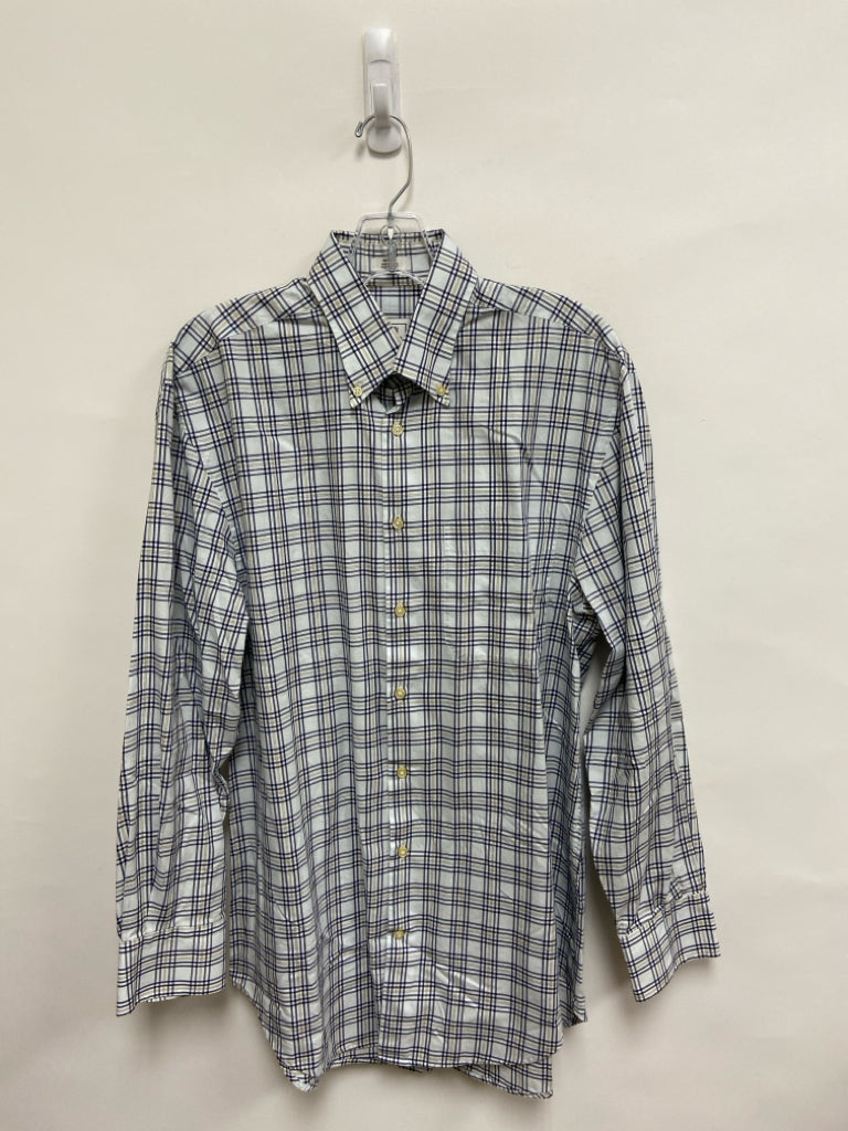 Peter Millar Size M White Navy/Beige Plaid Men&