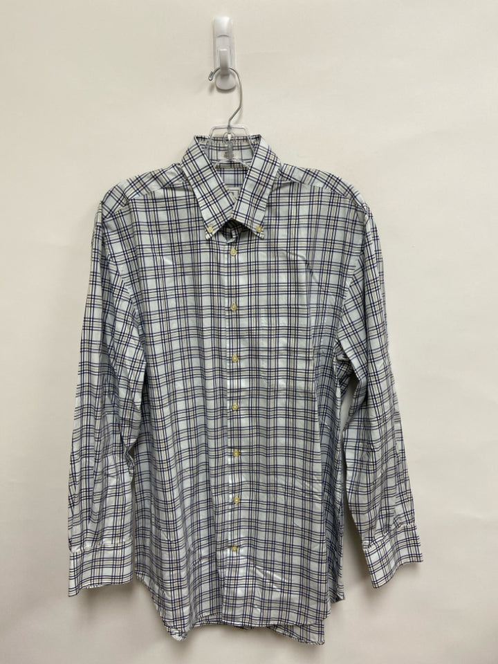 Peter Millar Size M White Navy/Beige Plaid Men&