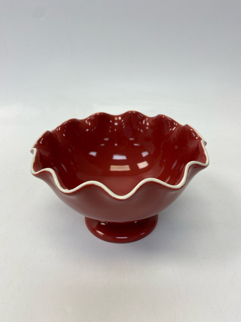 Longaberger Dark Red White Trimmed Bowl(s)