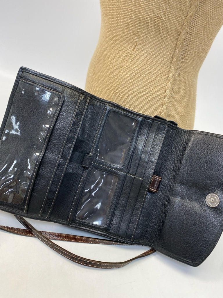 Brighton Black Dark Brown Embossed Crossbody