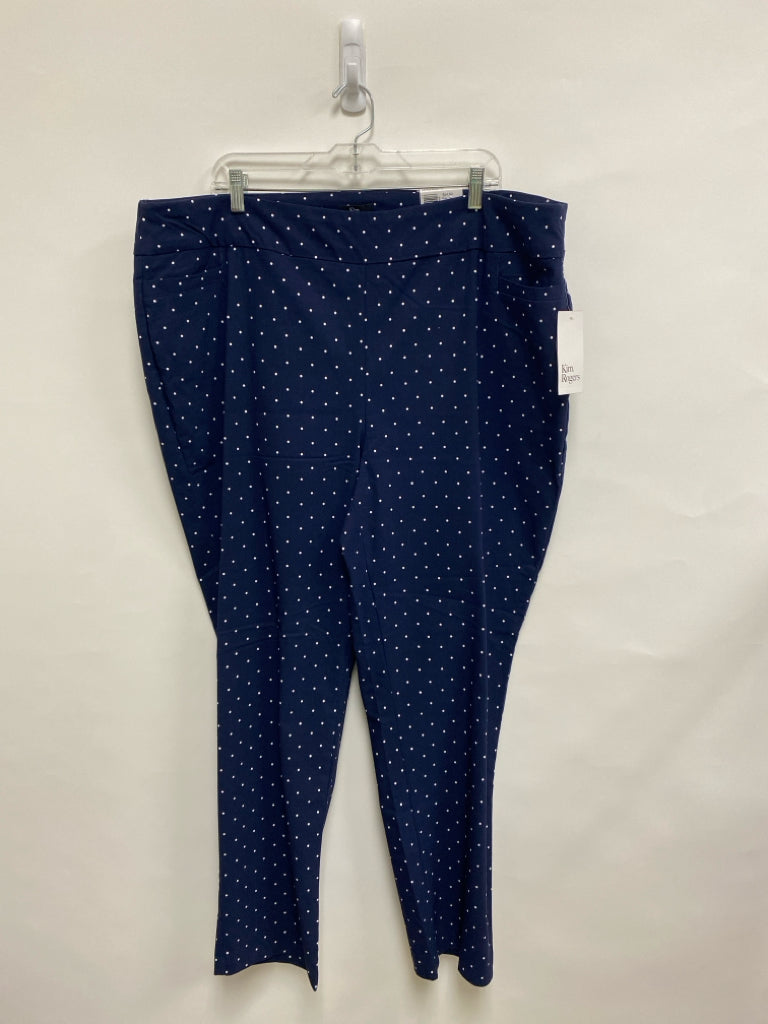 NWT Kim Rogers  SIZE  24W Navy White Polka Dot Plus Size Pants