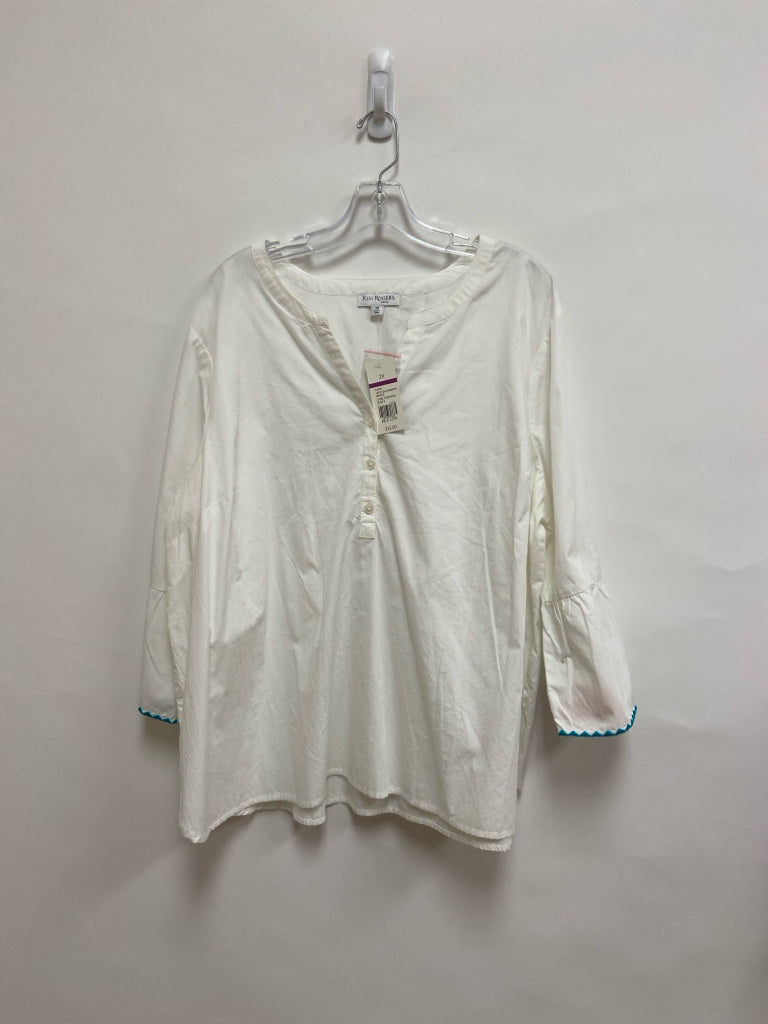 NWT Kim Rogers  SIZE  2X White Plus Size Top