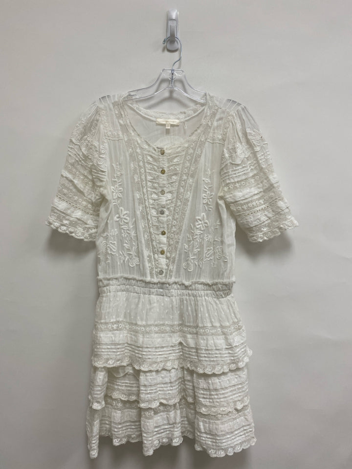 LoveShackFancy Size M White Floral Embroidered Ladies Dress
