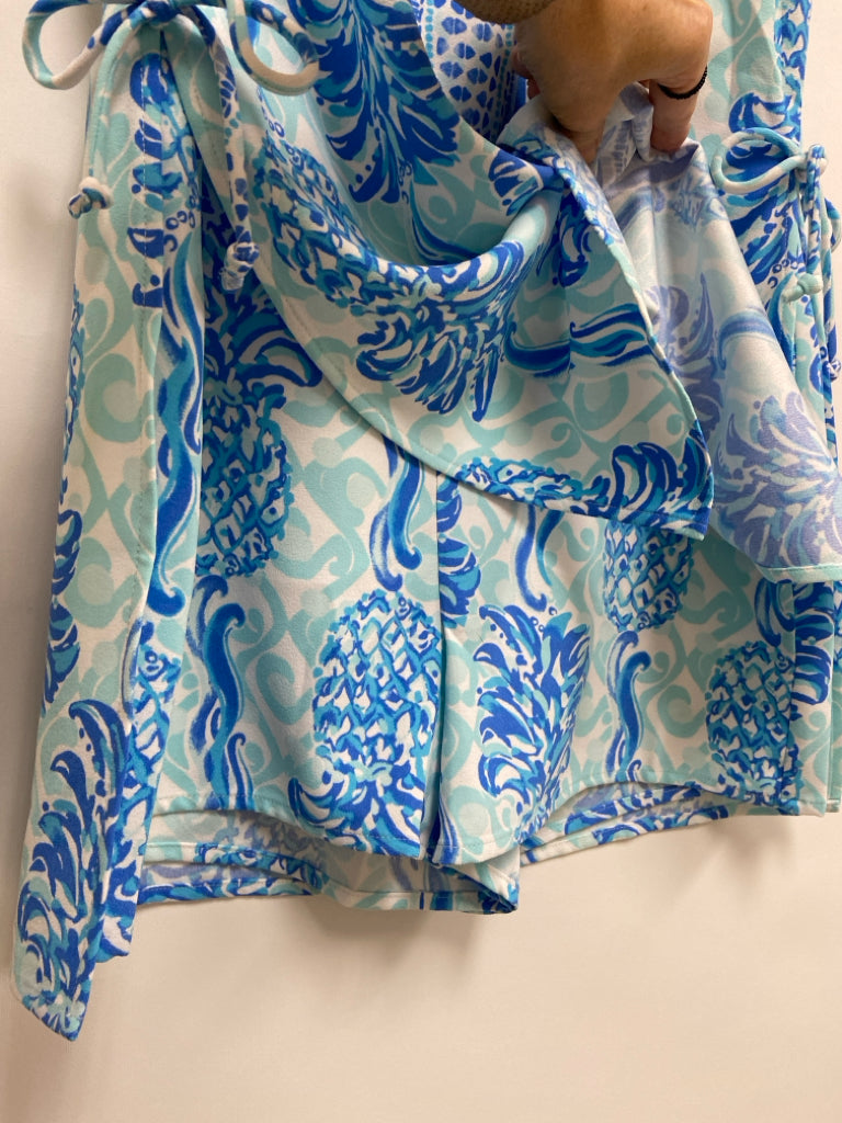 LILLY PULITZER Size 0 Light Blue White Pineapples Sleeveless Ladies Dress
