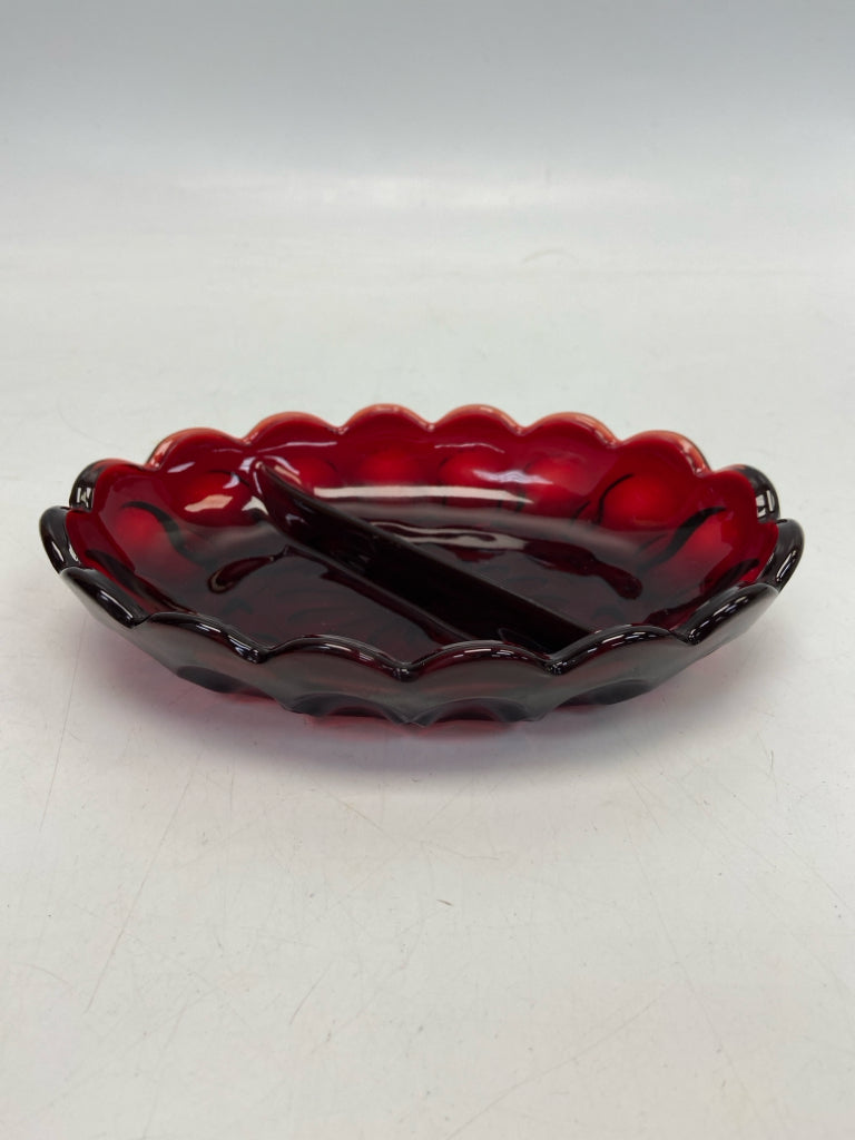 Red Glass Serving Piece