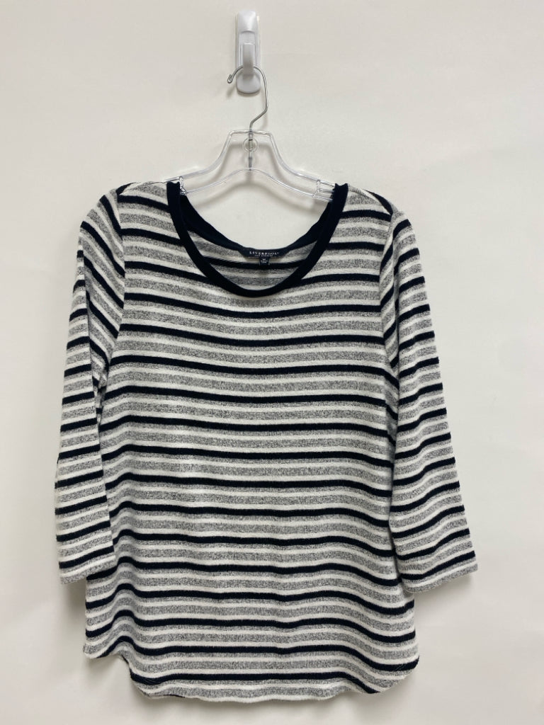 Liverpool Size M Gray Black/White Striped Ladies Sweater