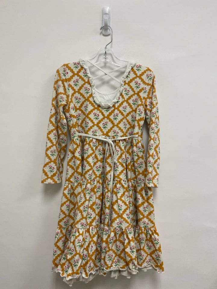 SIZE 12 Cream/Orange Pink Floral Long Sleeve Girl&