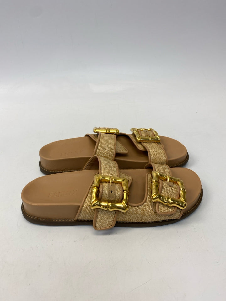 Size 8.5 Natural Gold Buckle(s) Sandals
