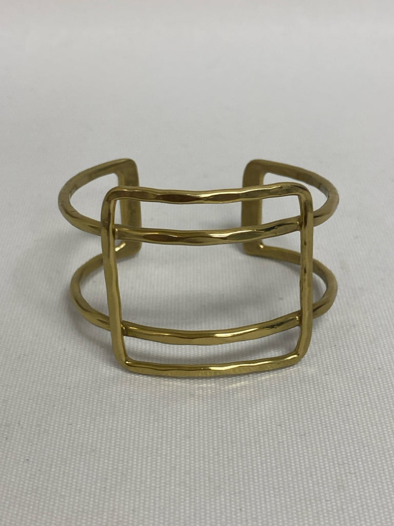 Rustic Cuff Gold Color Hammered Bracelet