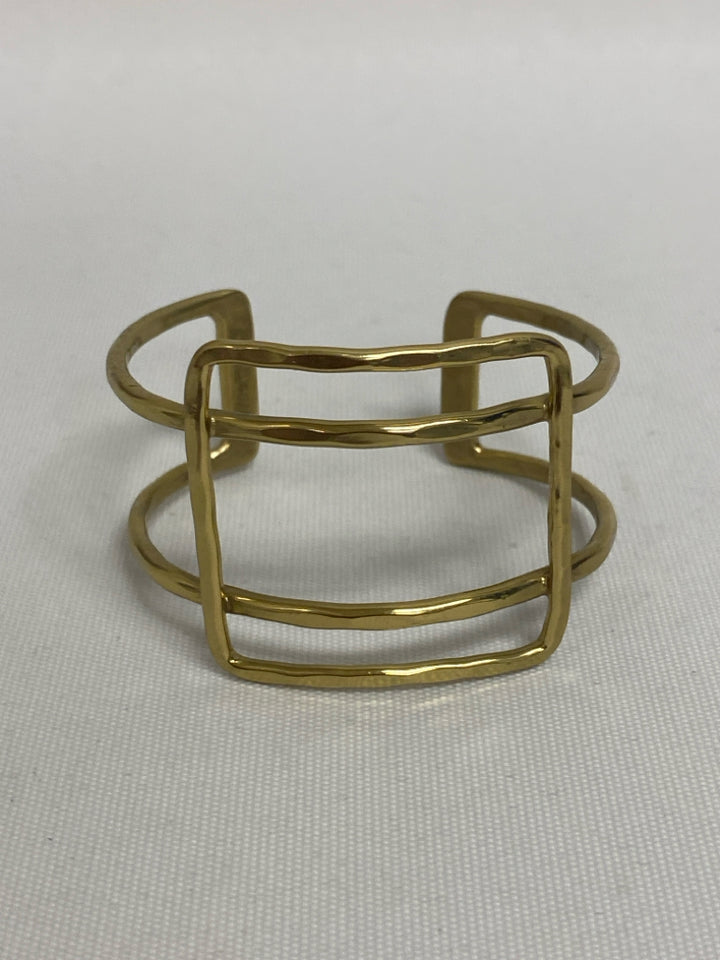 Rustic Cuff Gold Color Hammered Bracelet