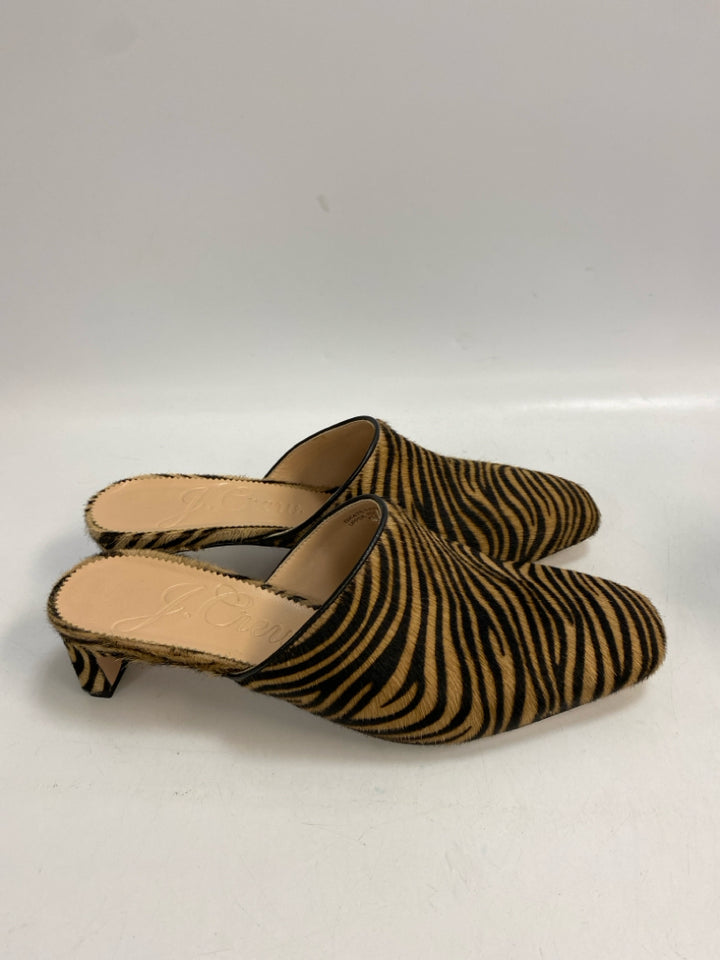 J Crew  Size 7 Tan/Blk Animal Print Sandals