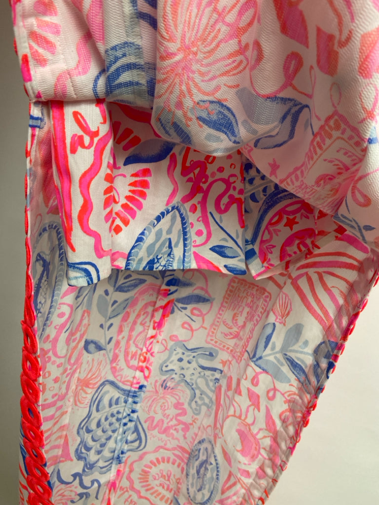 NWT LILLY PULITZER Size 4 Neon Coral White/Blue Maxi Ladies Dress