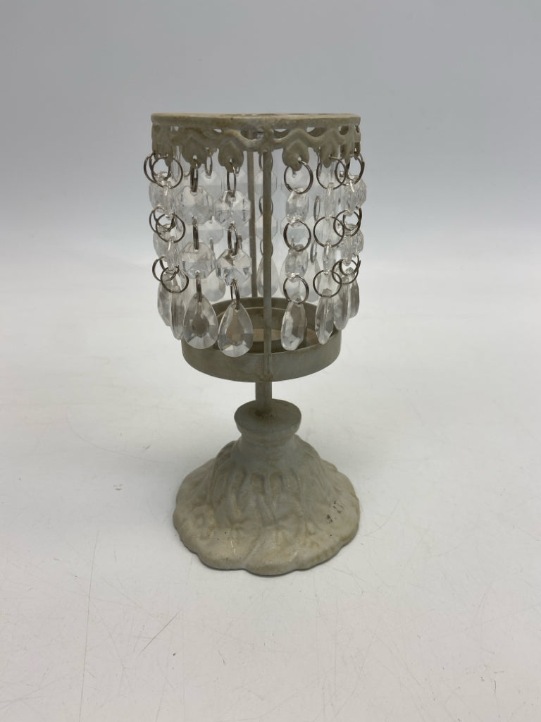 Cream Clear Jeweled Metal/Glass Candleholder(s)