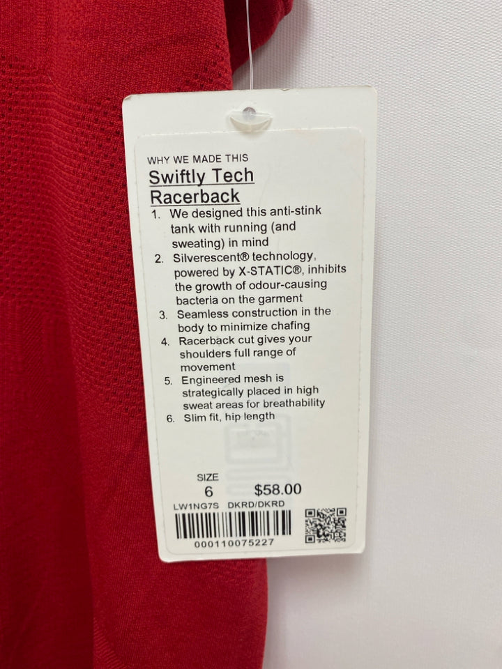 NWT Lululemon Size 6 Red Tank Athletic Top