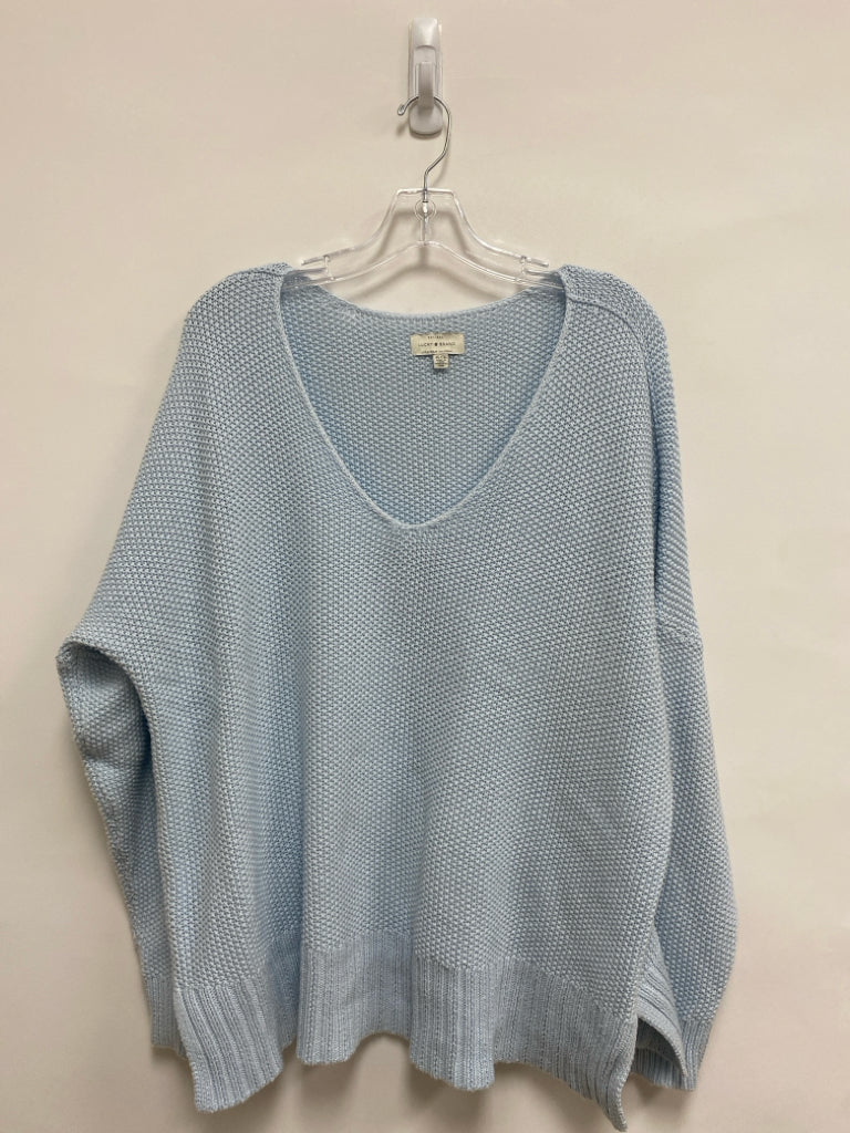 Lucky Brand Size XL Powder Blue Texture V Neck Ladies Sweater