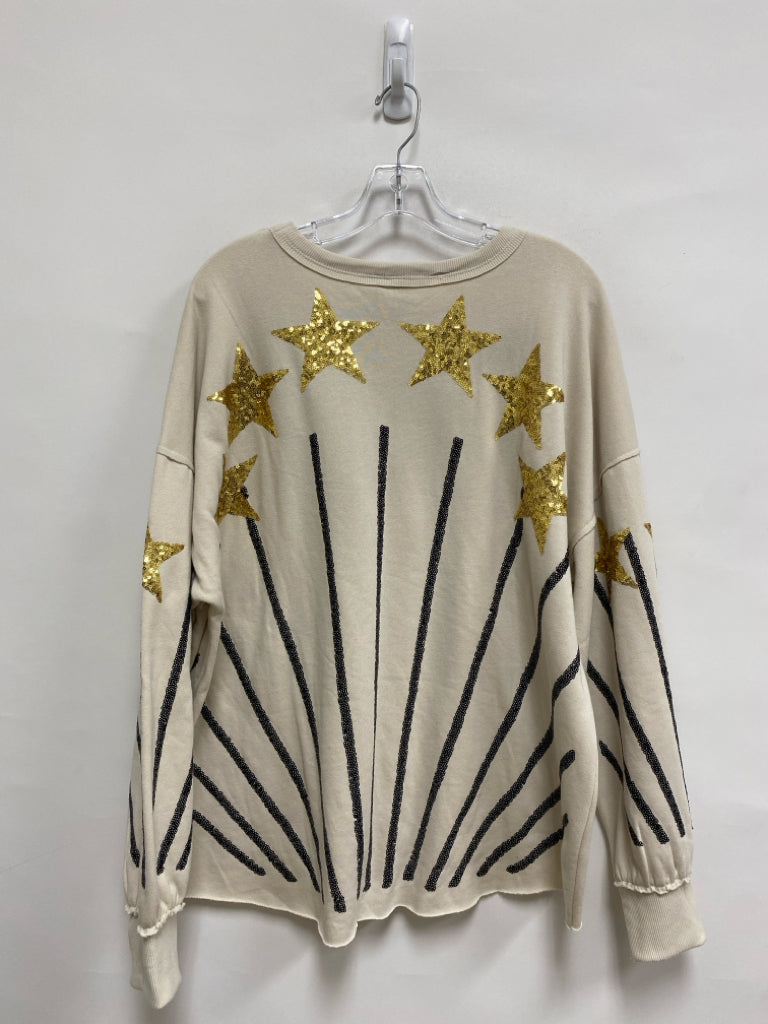 NWT CATO Size L Beige Gold/Black Sequins Ladies Sweatshirt