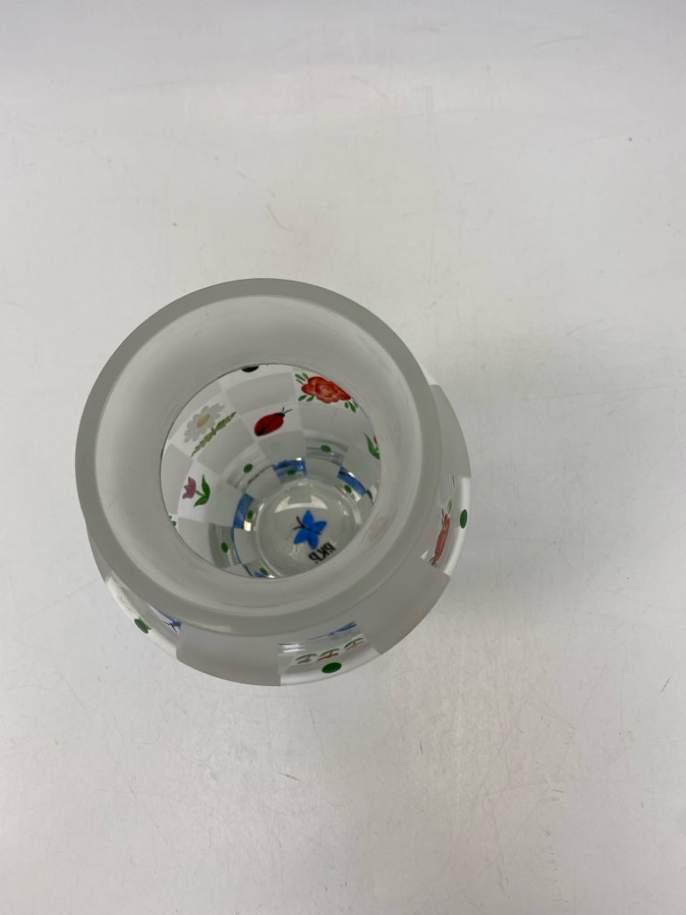 Clear Frosted Flowers Glass Vase