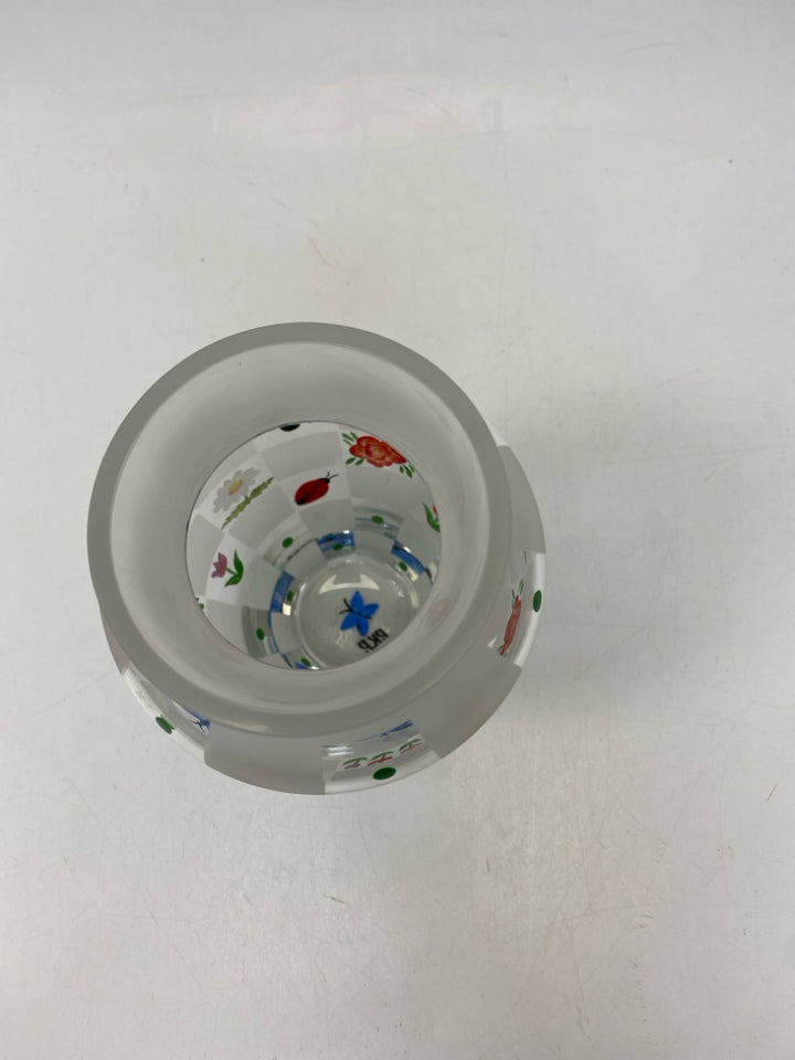 Clear Frosted Flowers Glass Vase