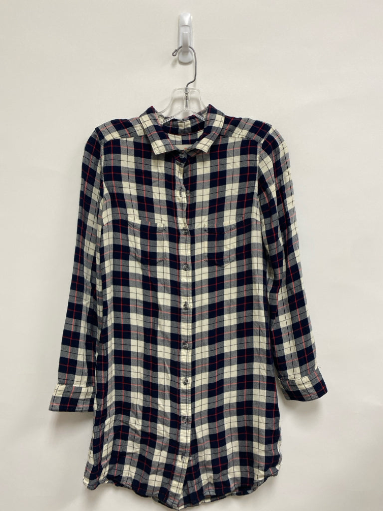 Marine Layer Size S Navy White/Red Plaid Button Up Ladies Top