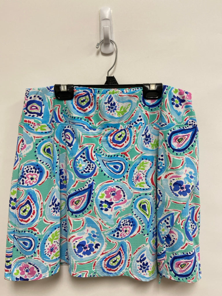 IBKUL Size L White Blue/Pink Paisley Athletic Skort