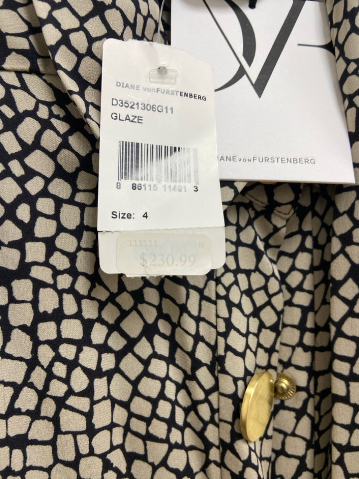 NWT Diane Von Furstenberg Size 4 Taupe Black Ladies Dress