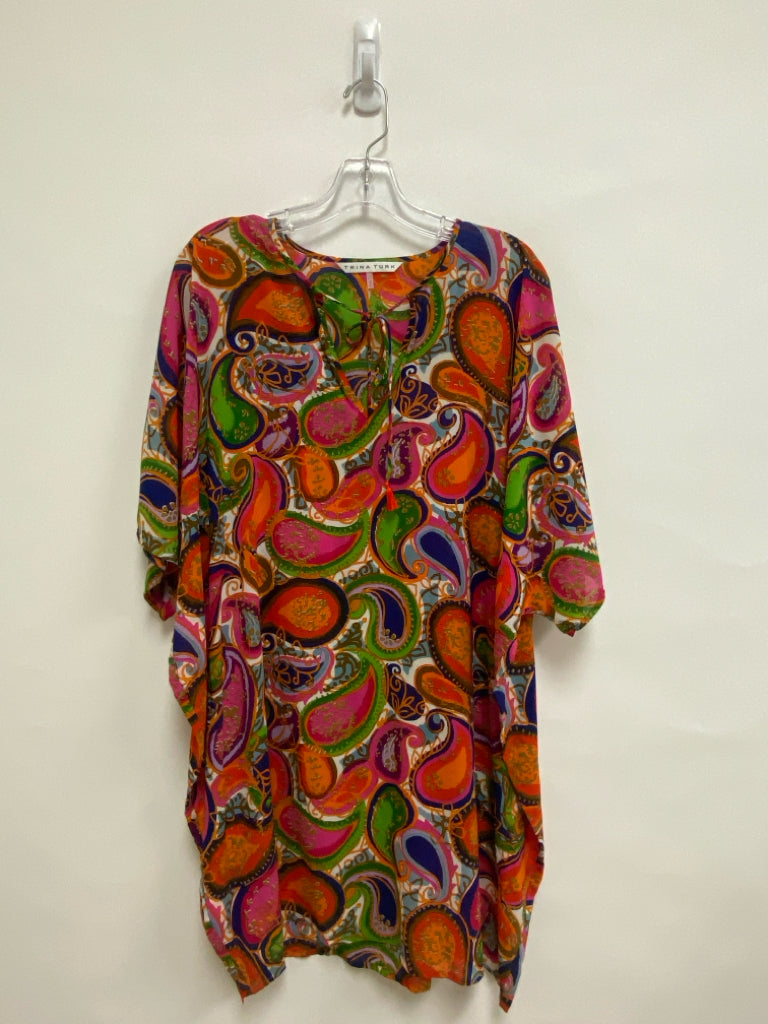 Trina Turk Size M Navy Multi Color Paisley Batwing Ladies Coverup
