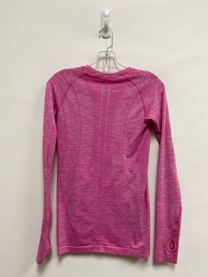 Lululemon Size 6 Hot Pink/Wht Streaked Long Sleeve Athletic Top