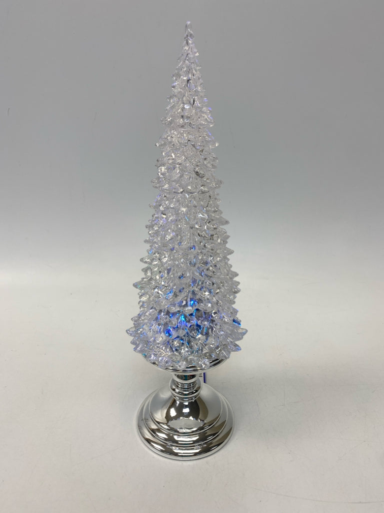 Clear Silver Lit Acrylic Christmas