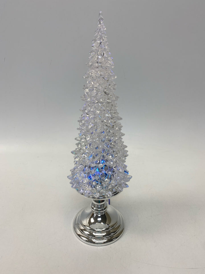 Clear Silver Lit Acrylic Christmas