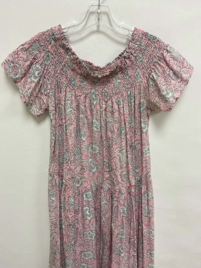 Size S Pink White/Black Floral Maxi Ladies Dress