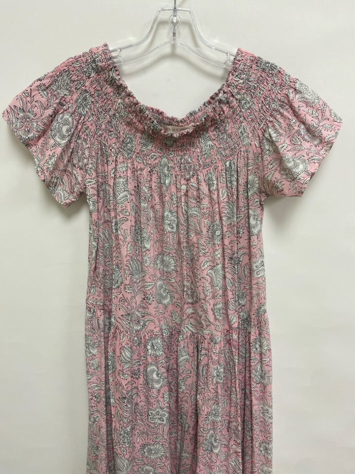 Size S Pink White/Black Floral Maxi Ladies Dress