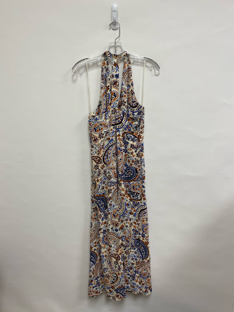 VINCE CAMUTO Size M Cream Orange/Blue Flowers Maxi Ladies Dress