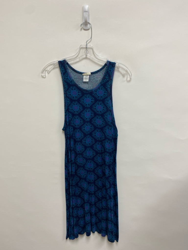 Natural Life Size L Navy Aqua/Purple Floral Sleeveless Ladies Dress