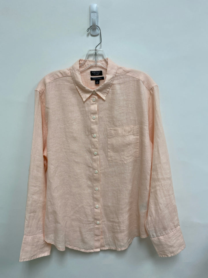 J Crew Size 10 Pale Peach Button Up Linen Ladies Top