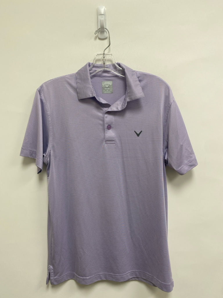 Callaway Size S Lavender White Striped Polo Men&