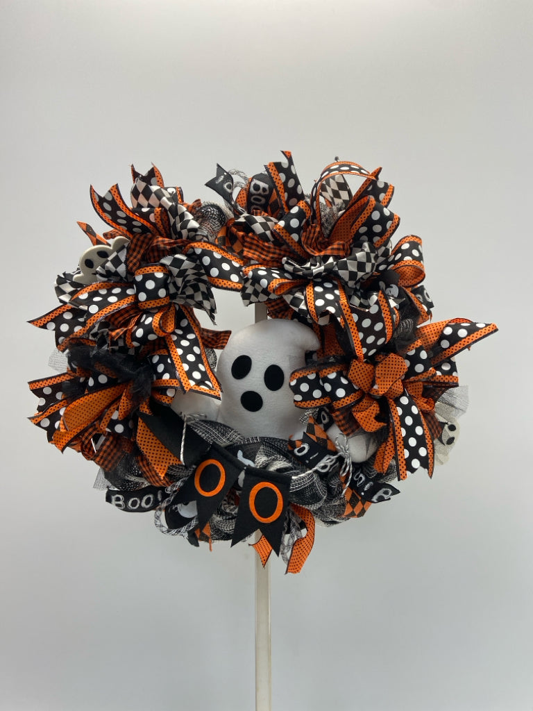 Black/White Orange Ghost Ribbon Halloween