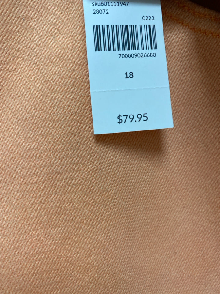 NWT Lane Bryant  SIZE  18 Orange Cropped Denim Plus Size Jeans