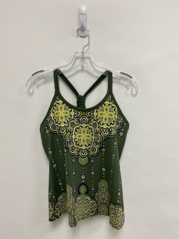 Athleta Size M Green Yellow/White Medallion Tank Athletic Top