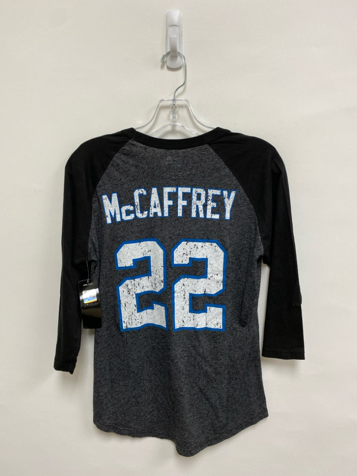 NWT Majestic Size M Black Charcoal/Blue Carolina Panthers Ladies Top