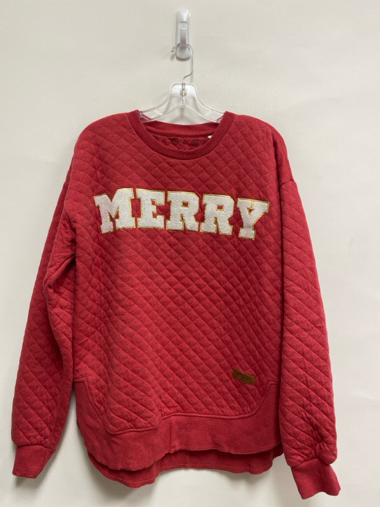 Size L Red White Quilted Ladies Sweatshirt