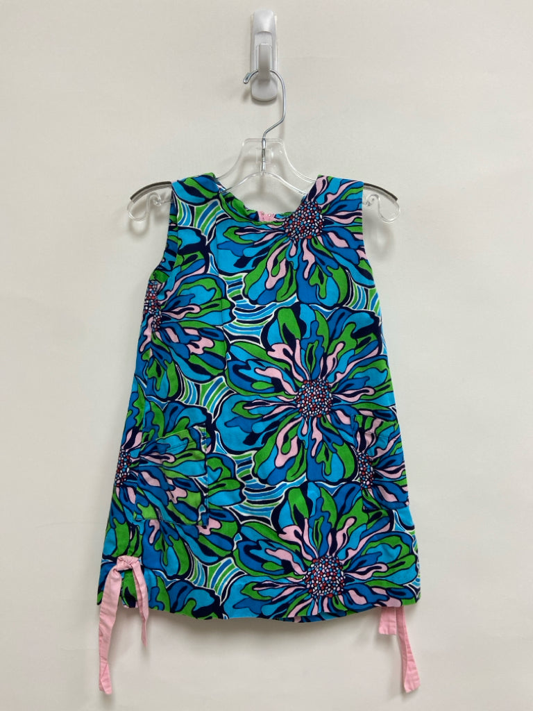 LILLY PULITZER SIZE 3 Blue Green/Pink Flowers Sleeveless Girl&