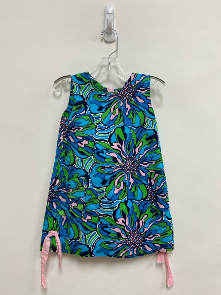 LILLY PULITZER SIZE 3 Blue Green/Pink Flowers Sleeveless Girl&