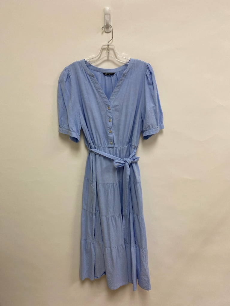 pretty garden Size XL Powder Blue Texture Tiered Ladies Dress