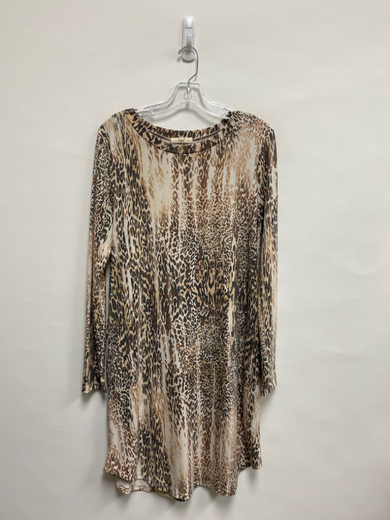 Easel Size S Cream Brown Animal Print Ladies Dress