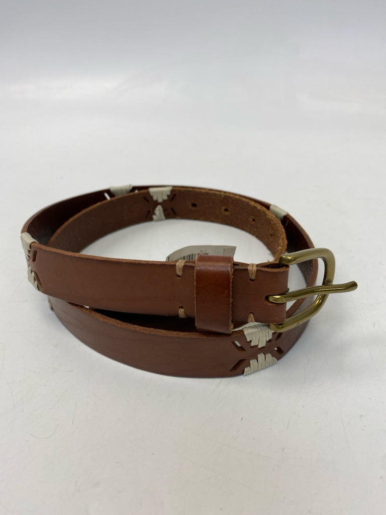 Brown Cream Perforated Belt