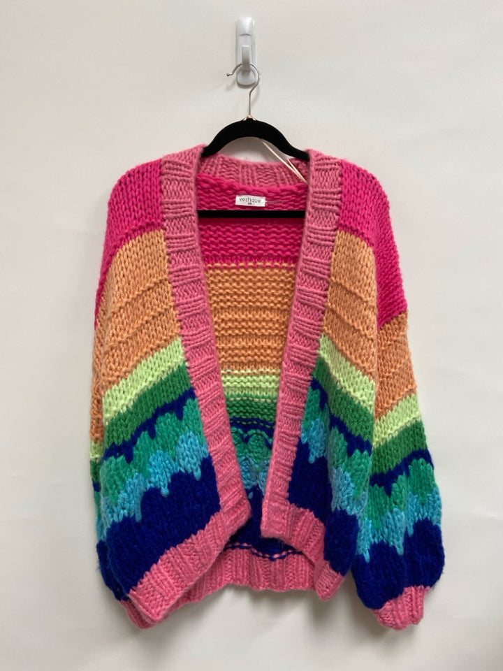 vestique Size S Pink/Blue Orange/Green Chunky Drape Ladies Sweater