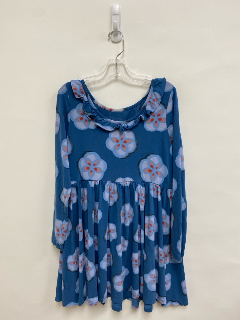 Tea SIZE 16 Blue Gray/Coral Floral Long Sleeve Girl&