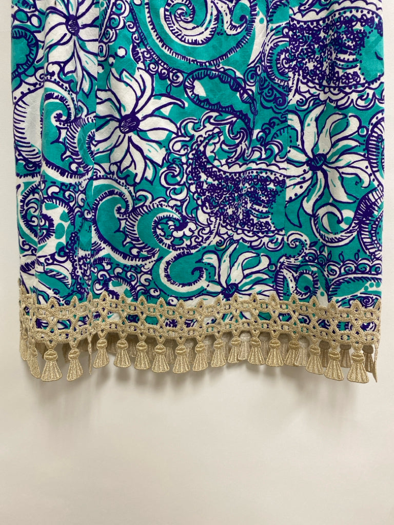 LILLY PULITZER Size 6 Turquoise Purple/White Sleeveless Ladies Dress